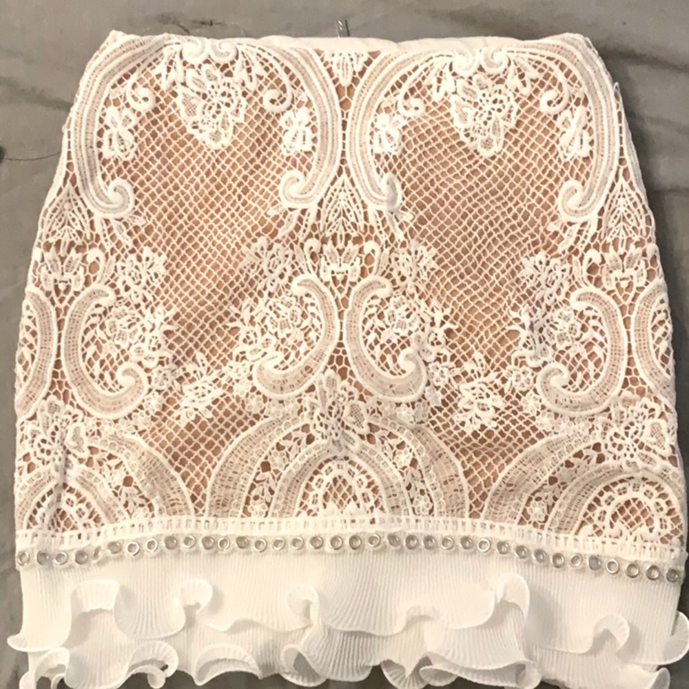 lace ruffle mini skirt